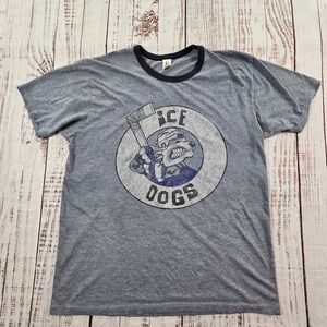 Ice Dogs Hockey Gray Short Sleeve Cotton Blend T-Shirt Men's L